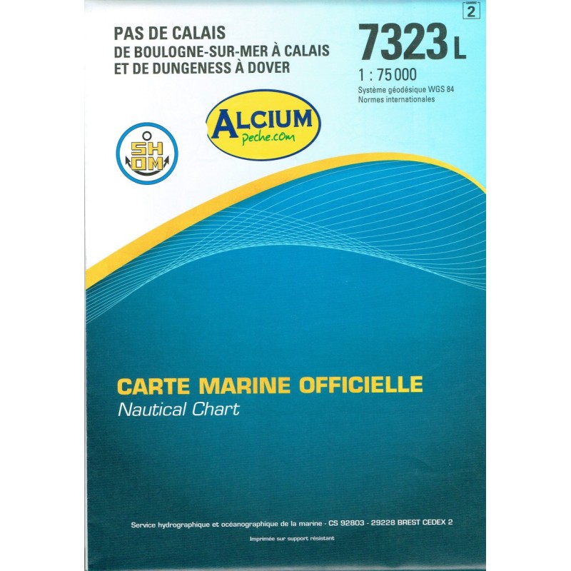 CARTE MARINE SHOM 7323L PAS DE CALAIS BOULOGNE SUR MER - en stock - Carte Marine