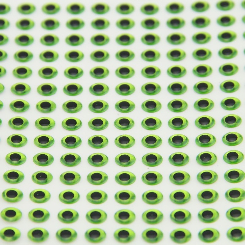 Yeux 3D - Chartreuse - 6mm - 180 pcs YEU731 pour LEURRES ou TETES PLOMBEES