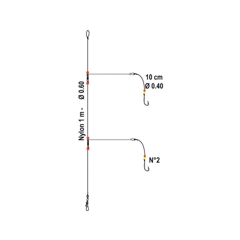 BAS DE LIGNE  FLASHMER METAL'CLIP - 3 HAMECONS N° 4 - en stock - Montages Mer / Surfcasting