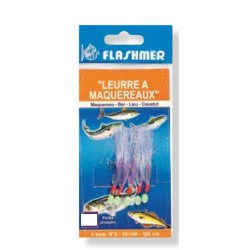 BAS DE LIGNE  FLASHMER LEURRE A MAQUEREAUX avec PERLES 5 HAMECONS N8