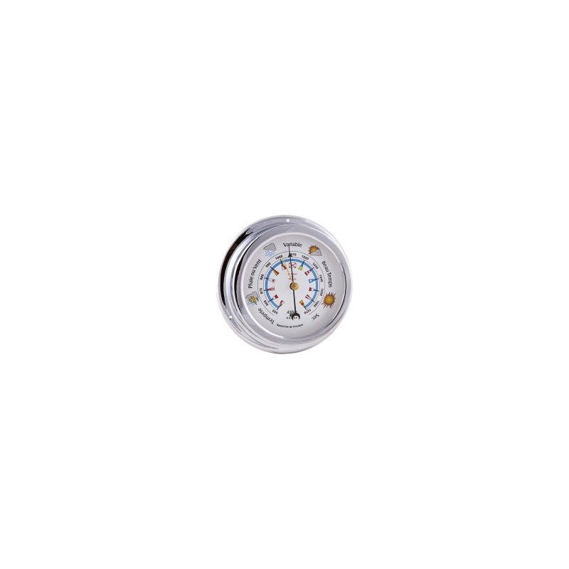 Baromètre - Chromé 145 mm - Fond Couleurs - en stock - Horloge et Baromètre