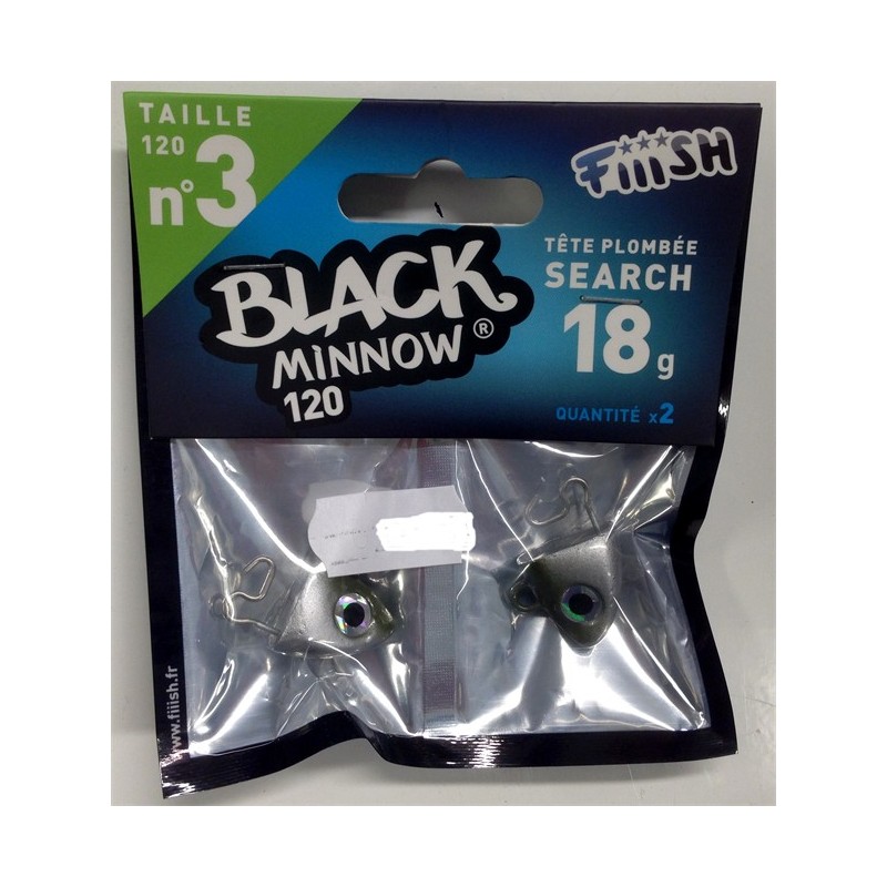 2 tetes plombees Search - 18g - Kaki - BLACK MINNOW 120