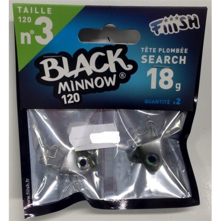 2 tetes plombees Search - 18g - Kaki - BLACK MINNOW 120