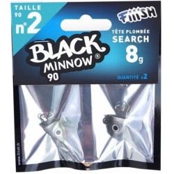 2 tetes plombees FIIISH Search - 8g - Kaki - BLACK MINNOW 90