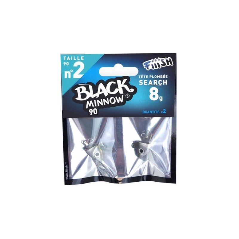 2 tetes plombees FIIISH Search - 8g - Kaki - BLACK MINNOW 90