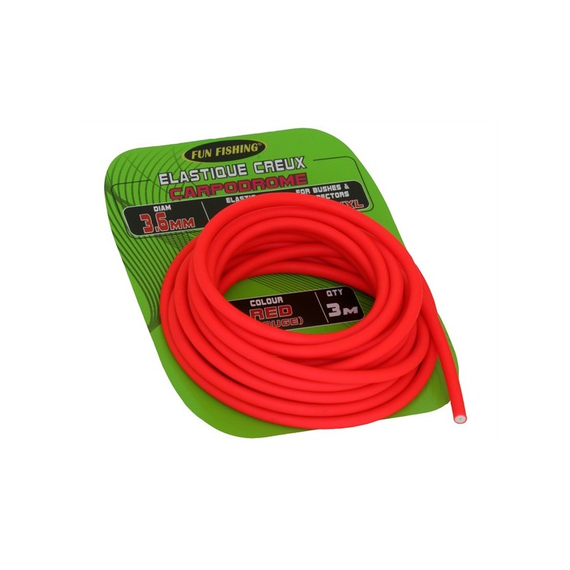 Elastique Creux - 3,2mm - Rouge - 3m - FUN FISHING