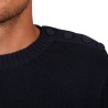 Pull marin homme, 3 boutons à l'épaule MARINE/ECRU T.S