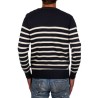 Pull marin homme, 3 boutons à l'épaule MARINE/ECRU T.M