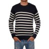 Pull marin homme, 3 boutons à l'épaule MARINE/ECRU T.L