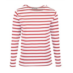 MARINIERE PECHEUR FEMME MANCHES LONGUES BLANC/ROUGE T.XS