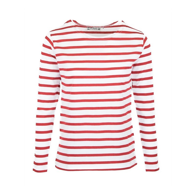 MARINIERE PECHEUR FEMME MANCHES LONGUES BLANC/ROUGE T.XS