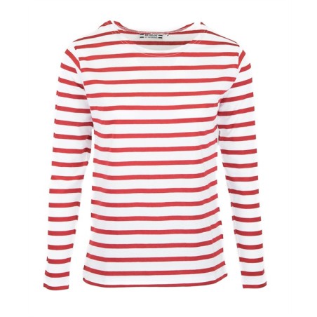 MARINIERE PECHEUR FEMME MANCHES LONGUES BLANC/ROUGE T.XS