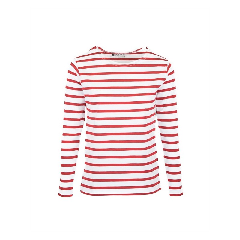 MARINIERE PECHEUR HOMME MANCHES LONGUES BLANC/ROUGE T.M