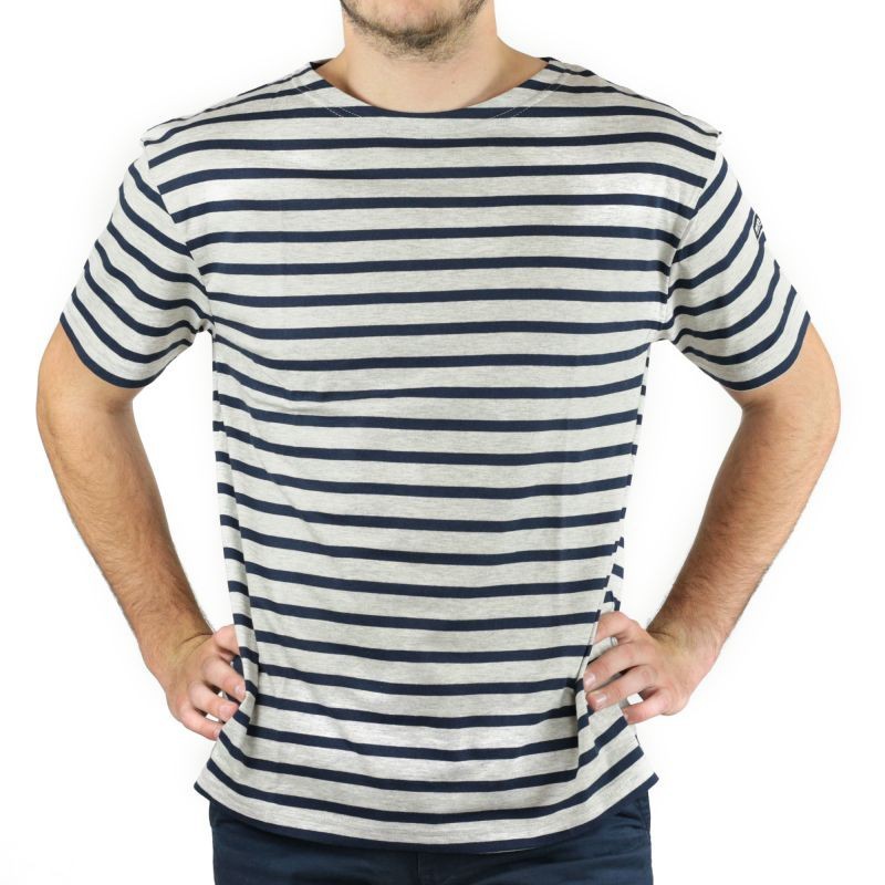 MARINIERE PECHEUR HOMME MANCHES COURTES BLANC/MARINE T.XXXL