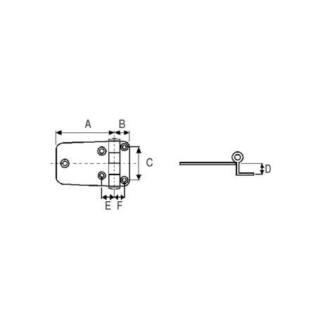 2 CHARNIERES DEPORTEES HEXAG INOX 63/40 MM