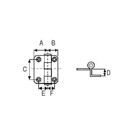 2 CHARNIERES DEPORTEES CARRE INOX 33/40 MM