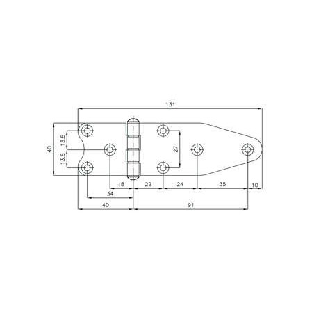 1 CHARNIERE INOX ASI 316 130X40 MM ---ndd