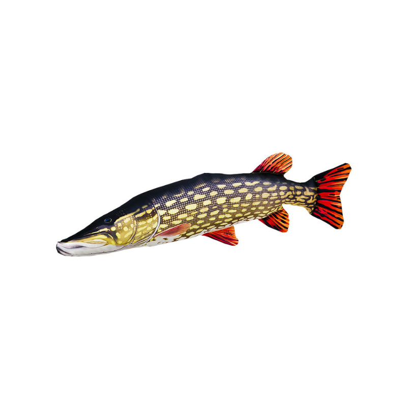 COUSSIN PELUCHE POISSON BROCHET PIKE XL 110 CM