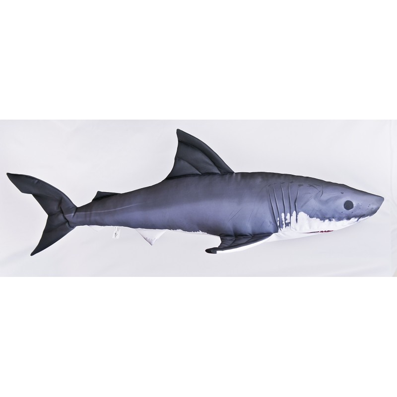 COUSSIN PELUCHE POISSON GRAND REQUIN BLANC MINI 53 CM