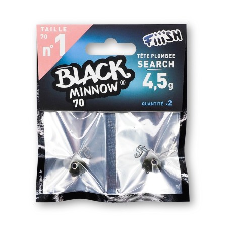 2 têtes plombées FIIISH Search - 4,5g - Kaki - BLACK MINNOW 70