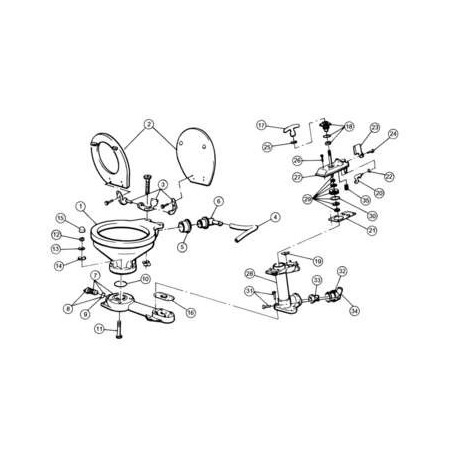 Kit entretien WC JABSCO après 98  joint grand modèle pour série 29090/29120