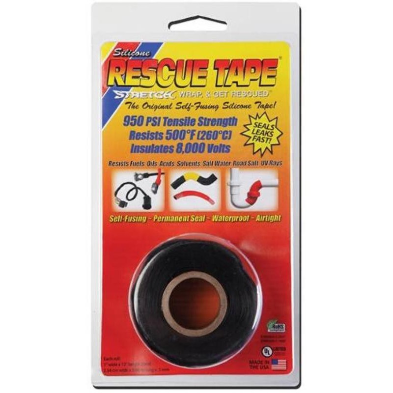 BANDE SILICONE AUTO VULCANISANT NOIR RESCUE TAPE 25mm x 366cm