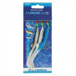 BAS DE LIGNE 3 LANCONS 11 CM ASSORTIS 1/0  0,60mm FLASHMER