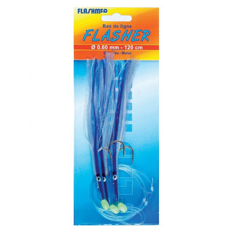 BAS DE LIGNE FLASHER 3 HAM 4/0 ROUGE BLANC - 60/100 