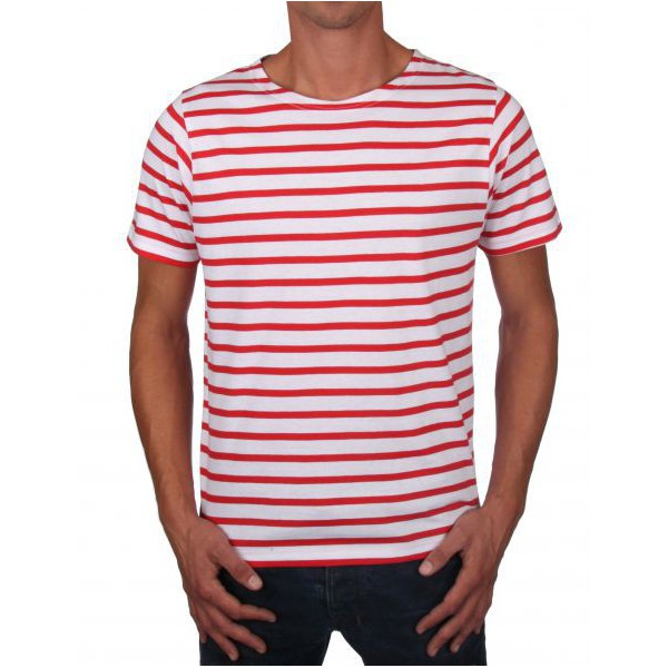 MARINIERE REGATE HOMME MANCHES COURTES BLANC/ROUGE