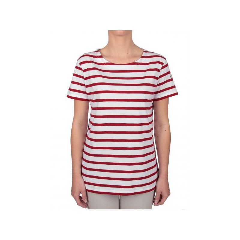 MARINIERE REGATE FEMME MANCHES COURTES BLANC/ROUGE T.XS