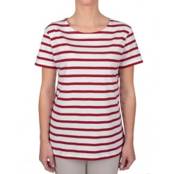 MARINIERE REGATE FEMME MANCHES COURTES BLANC/ROUGE T.S