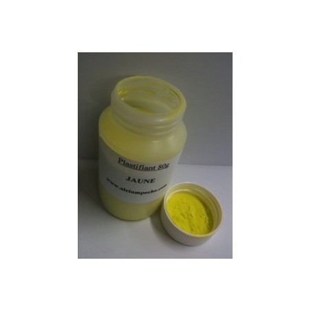 Sachet de PLASTIFIANT JAUNE 80 grs - ALCIUMPECHE.COM - en stock - Colorant Plastifiant