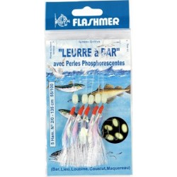 BAS DE LIGNE  FLASHMER LEURRE A BAR - LANGUETTES 5 HAMECONS 3-0 - en stock - Jeu de Plumes