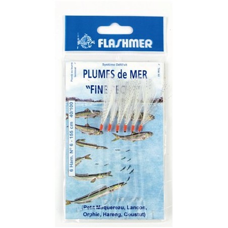 BAS DE LIGNE  FLASHMER FINE PECHE FILAMENTS 6 HAMECONS N° 6 COULEUR