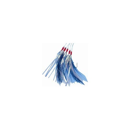 BAS DE LIGNE  FLASHMER PLUME FILAMENTS 5 HAMECONS 2-O BLEUE - en stock - Jeu de Plumes