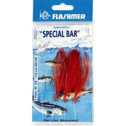 BAS DE LIGNE  FLASHMER PLUME SPECIAL BAR 3 HAMECONS 5-O ROUGE - en stock - Jeu de Plumes