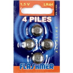 BLISTER 4 PILES LR44 ALCALINE FLASHMER - en stock - Piles