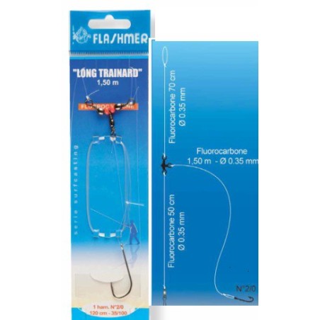 BAS DE LIGNE  FLASHMER LONG TRAINARD 1 N°3-0 - en stock - Montages Mer / Surfcasting