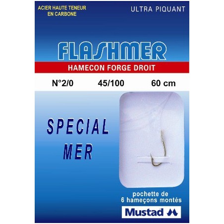 HAMECON FLASHMER POCH. 6 MONTES MER N° 2-0 - en stock - Hamecons Montés