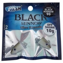 2 têtes plombées FIIISH kaki - Off shore 10g Black Minnow 90