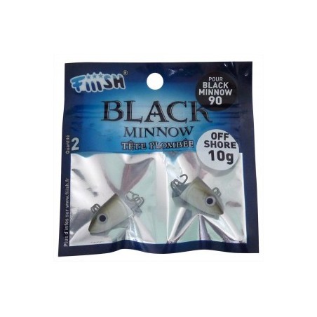 2 têtes plombées FIIISH kaki - Off shore 10g Black Minnow 90