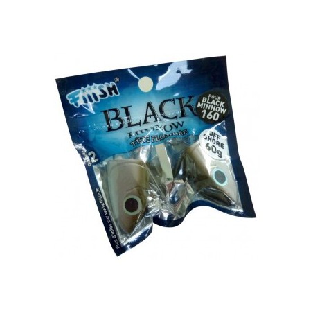 2 têtes plombées FIIISH kaki - Off shore 60g Black Minnow 160