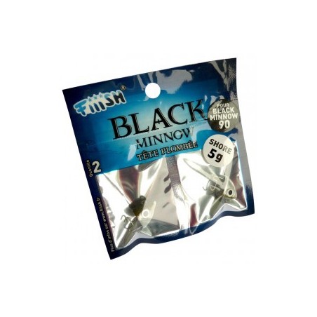 2 têtes plombées FIIISH kaki - Shore 5gr Black Minnow 90