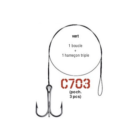 AVANCONS NYLFLEX 5kg vert - 1 Boucle - 1 hameçon triple n° 6 - 40 cm ---