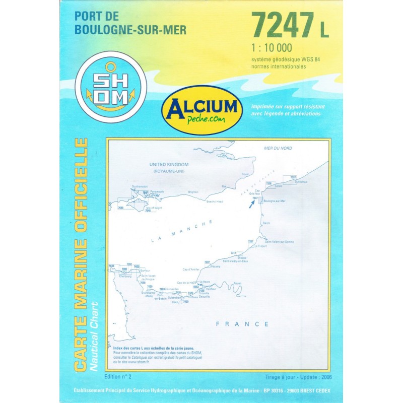 CARTE MARINE SHOM 7247 L PORT DE BOULOGNE SUR MER - en stock - Carte Marine