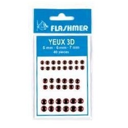 POCHETTE 40 YEUX 3D ROUGE - 5/6/7 mm - en stock - Yeux 3D