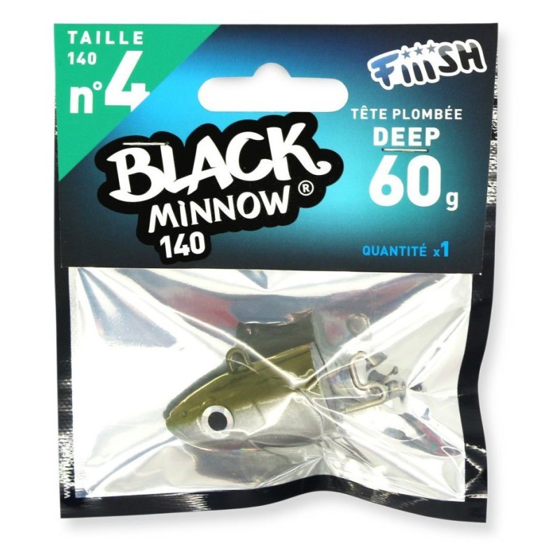 1 Tete Plombée FIIISH kaki - Deep 60g Black Minnow 140
