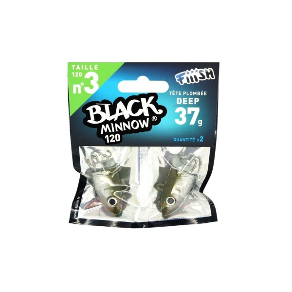 2 Têtes Plombées FIIISH Shore 12g - Coloris Kaki - Pour Leurres Black Minnow 120 - Alciumpeche