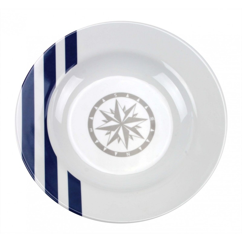 6 ASSIETTES MARINA CREUSSE RONDES 22,5 CM - MELAMINE INCASSABLE