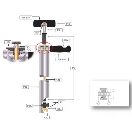 P3EKSLXL tige centrale POUR POMPE A VERS SLIM LONGUE (85cm) - ALVEY